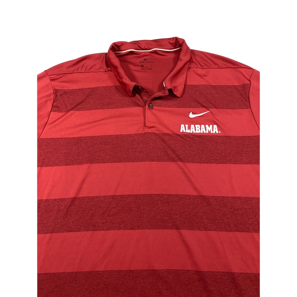 Nike Alabama Crimson Tide Dri-FIT Striped Polo Shirt Mens 3XL Red Short Sleeve